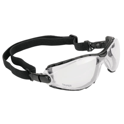 Lentes de Seguridad Antiempañantes Expert LEDE-TX - Protección UV Policarbonato con Marco Espuma y Correa Ajustable para Trabajo, Deportes y Hogar