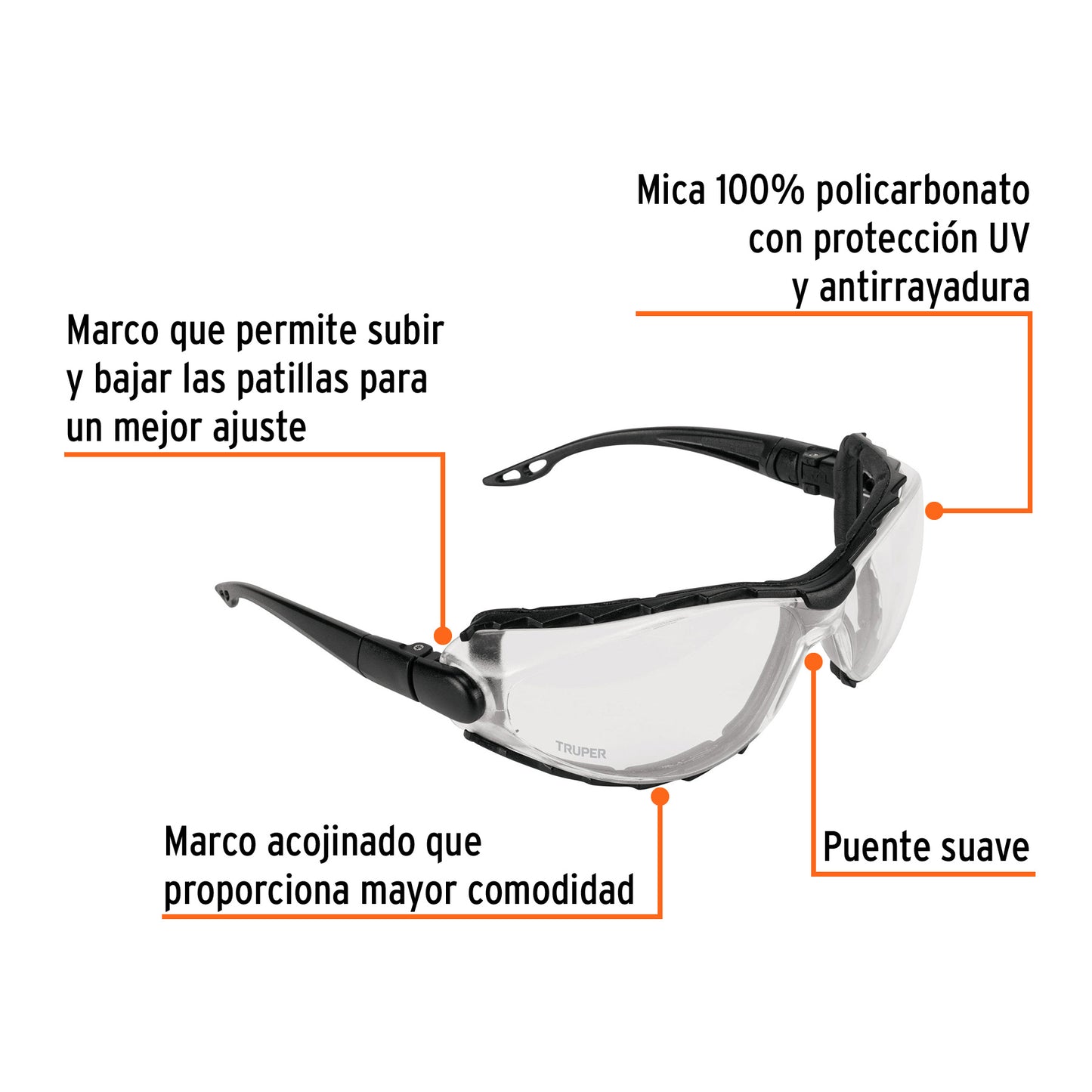 Lentes de Seguridad Antiempañantes Expert LEDE-TX - Protección UV Policarbonato con Marco Espuma y Correa Ajustable para Trabajo, Deportes y Hogar
