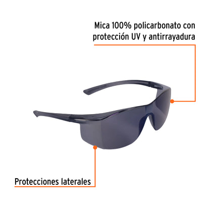 Lentes de Seguridad Truper Ultralite Espejo Azul - Protección UV Antirayadura Policarbonato - Solución Profesional para Industria Construcción Taller - LEN-LEZ