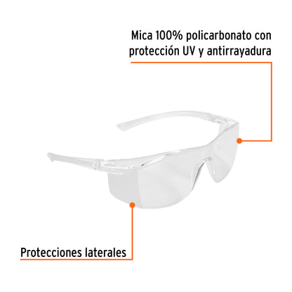 Lentes de Seguridad Transparentes Truper Ultralite LEN-LT - Protección UV Antirayadura Policarbonato - Solución Profesional para Industria Construcción Taller y Hogar