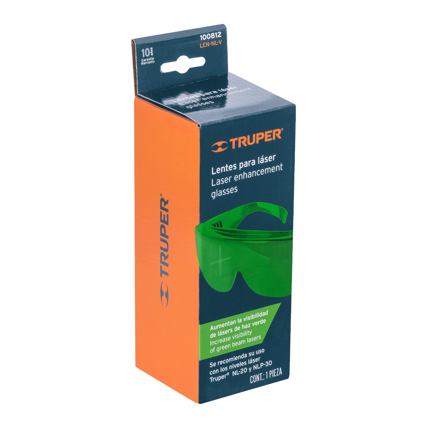 Lentes de Seguridad Láser Verde Truper LEN-NL-V - Protección UV Policarbonato para Niveles Láser NL-20 NL-30