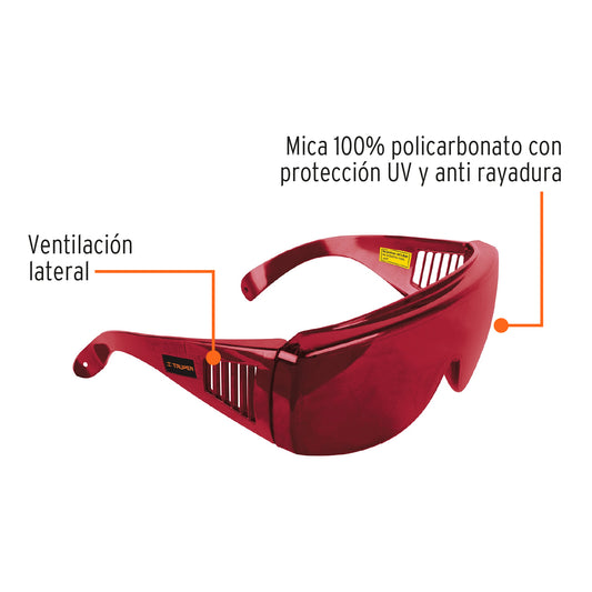 Lentes de Seguridad Láser Rojo Truper LEN-NL - Protección UV Policarbonato para Niveles Láser