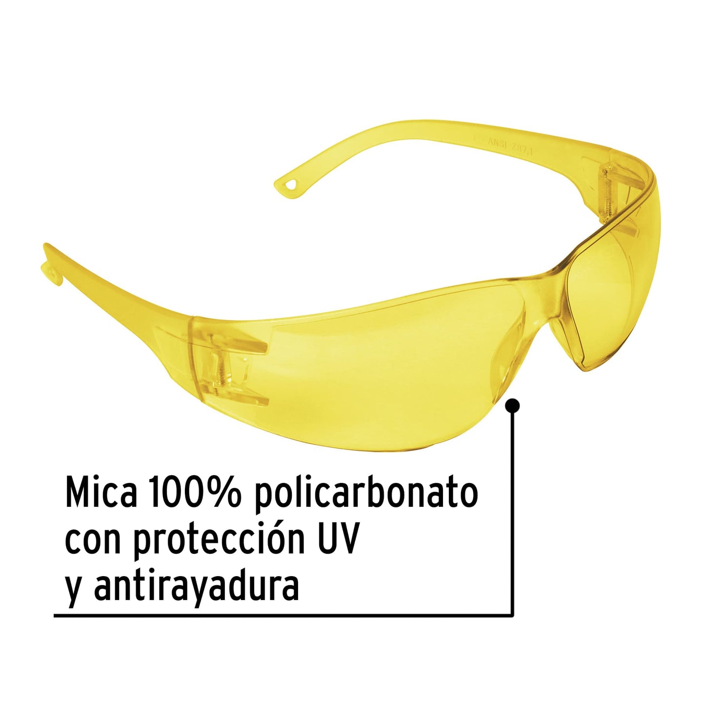 Lentes de Seguridad Ámbar Pretul Lite LEN-SA-P - Protección UV Policarbonato Antirayaduras para Industria Construcción Taller