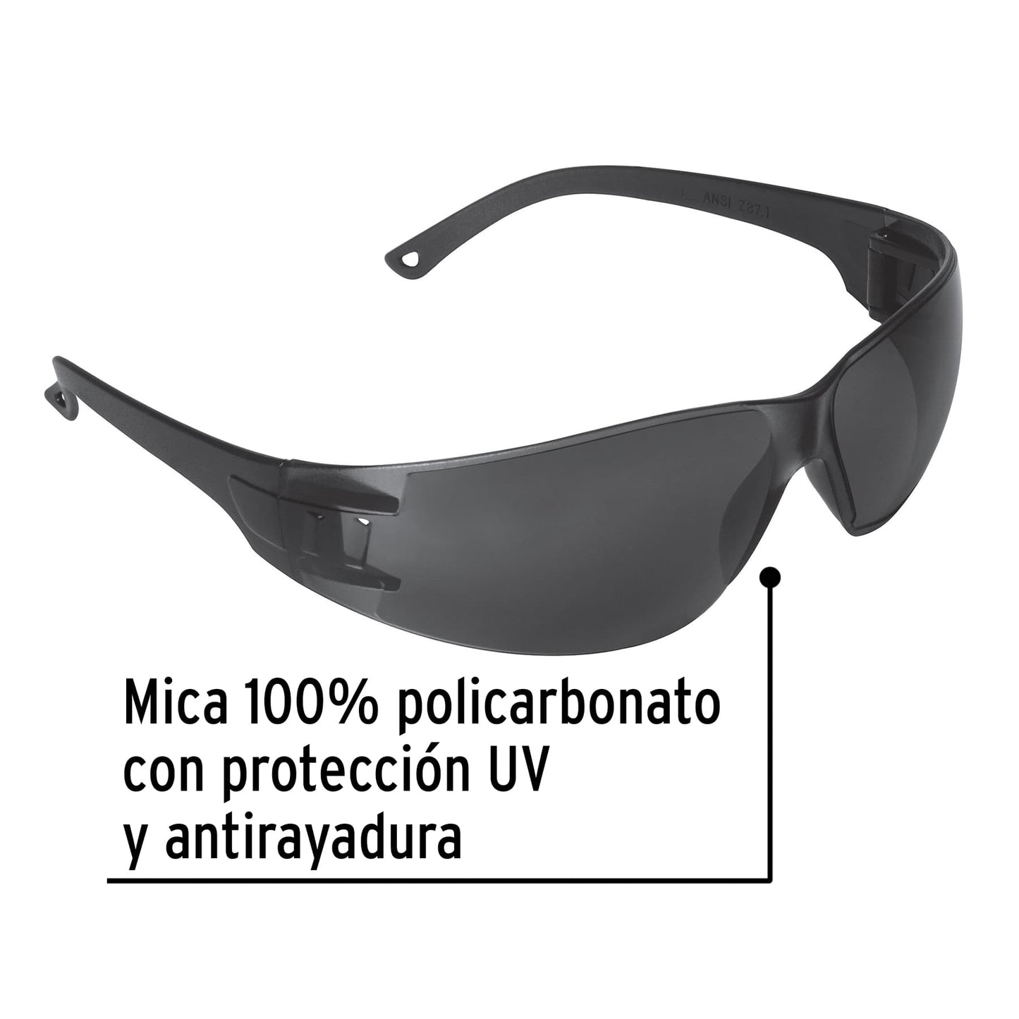 Lentes de Seguridad Grises Pretul Lite LEN-SN-P - Protección UV Policarbonato Antirayaduras para Industria Construcción Taller