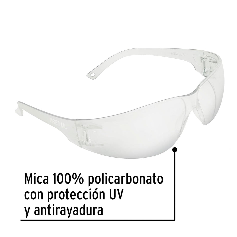 entes de Seguridad Transparentes Pretul Lite LEN-ST-P - Protección UV Policarbonato Antirayaduras para Industria, Construcción y Taller - Previene Lesiones Oculares en Trabajo