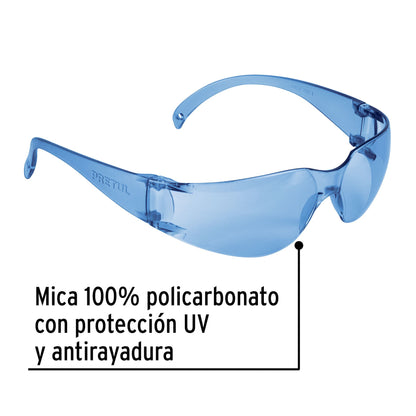 Lentes de Seguridad Azules Pretul Lite LEN-SZ-P - Protección UV Antiimpactos para Industria y Construcción