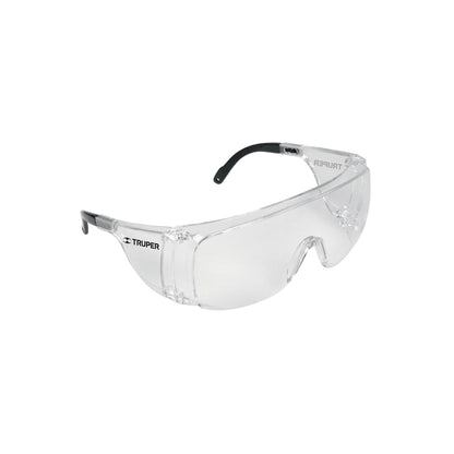 Sobrelentes de Seguridad Transparentes Truper Safe LESO-TR - Protección UV Antirayadura Compatible con Lentes Graduados para Industria y Construcción