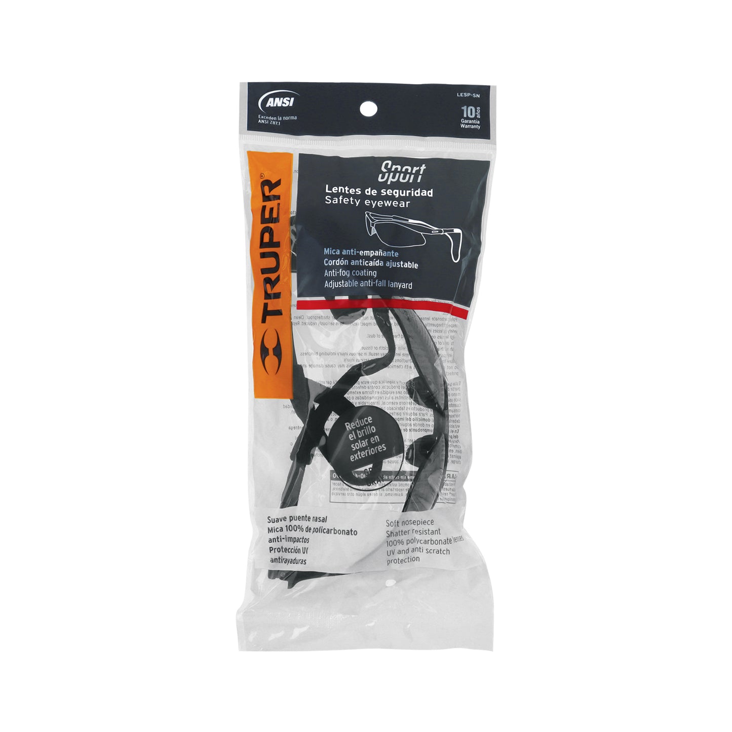 Lentes de Seguridad Antiempaño Grises con Cordón Ajustable - Protección UV Policarbonato para Industria Construcción y Taller - LESP-SN