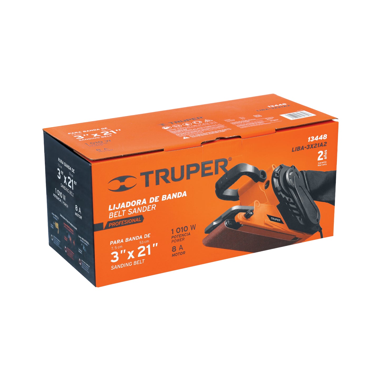 : Lijadora de Banda 3x21 Pulgadas 1010W TRUPER PRO LIBA-3X21A2 - Velocidad Variable 6 Niveles para Lijado Profesional Rápido y Preciso de Madera Metal