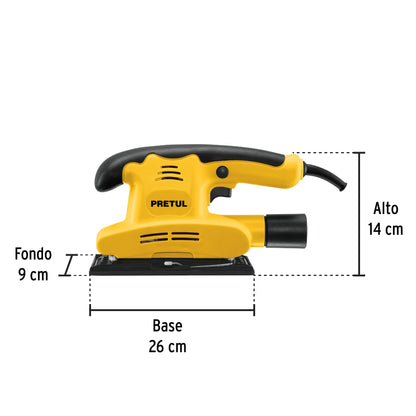 Lijadora Orbital PRETUL 150W 1/3 Hoja - Solución Profesional para Lijado Preciso con Mango Ergonómico y Adaptador Aspiradora - LIOR-1/3P4