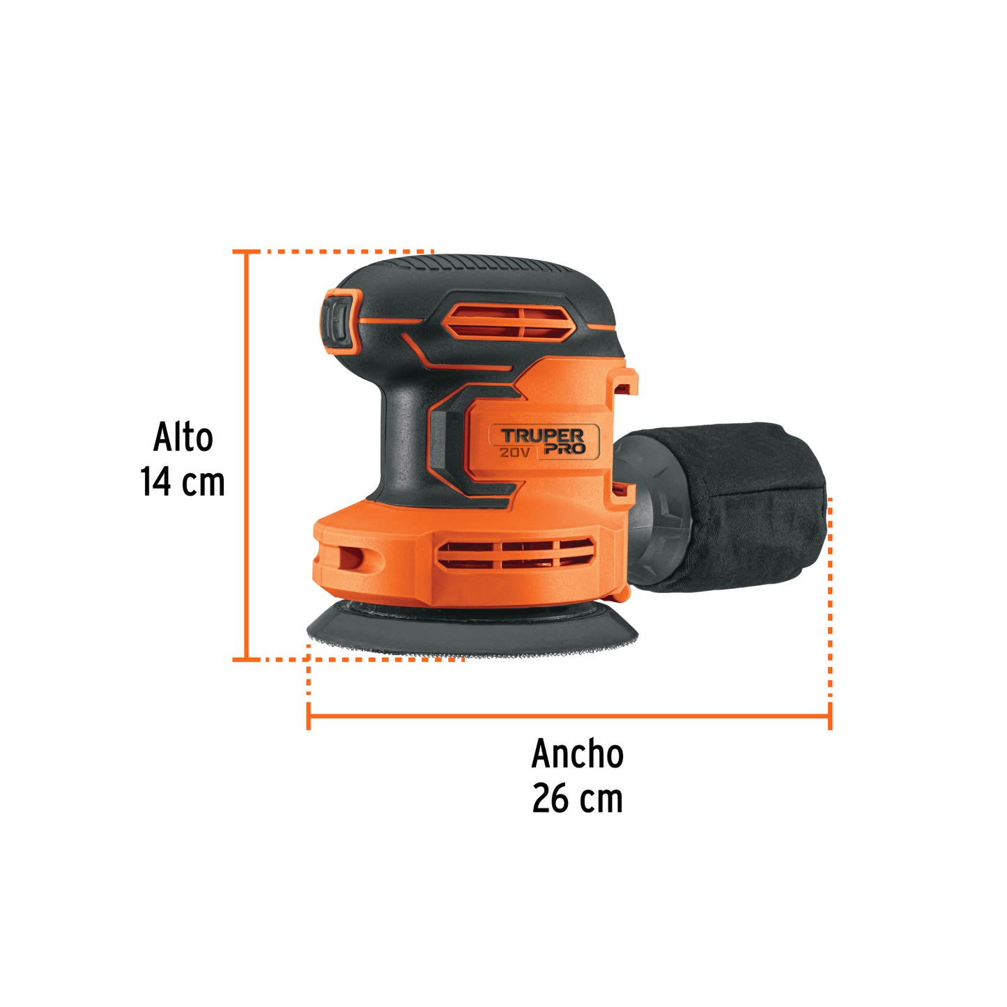 Lijadora roto-orbital 5", 20V, sin accesorios, TRUPER PRO