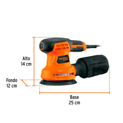 Lijadora Roto Orbital TRUPER PRO 5" 260W - Acabado Profesional para Carpintería y Repintado Automotriz - LIRO-5A2