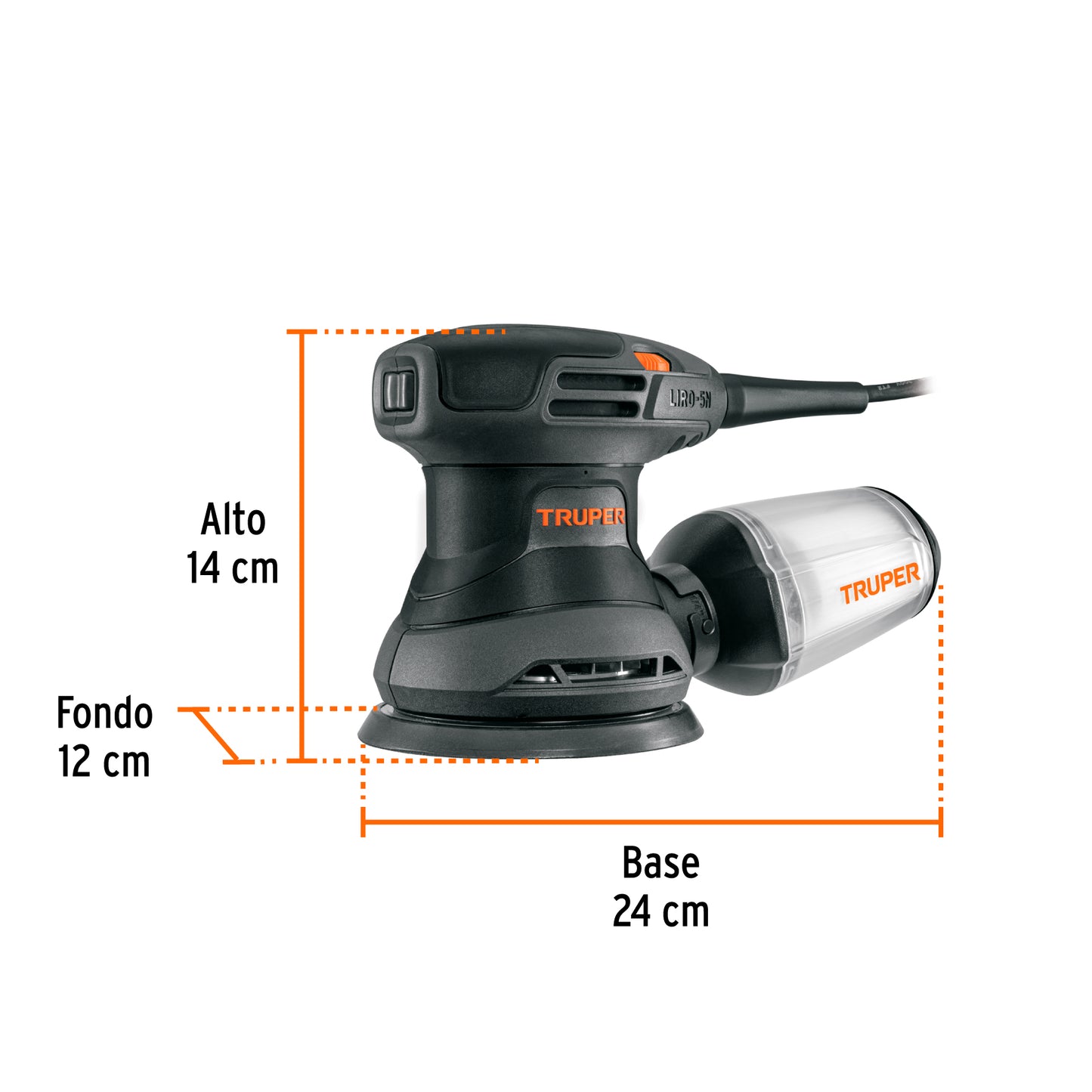 Lijadora Roto Orbital 5 Pulgadas 260W TRUPER LIRO-5N2 Industrial - Acabado Profesional para Carpintería y Preparación de Superficies Automotrices