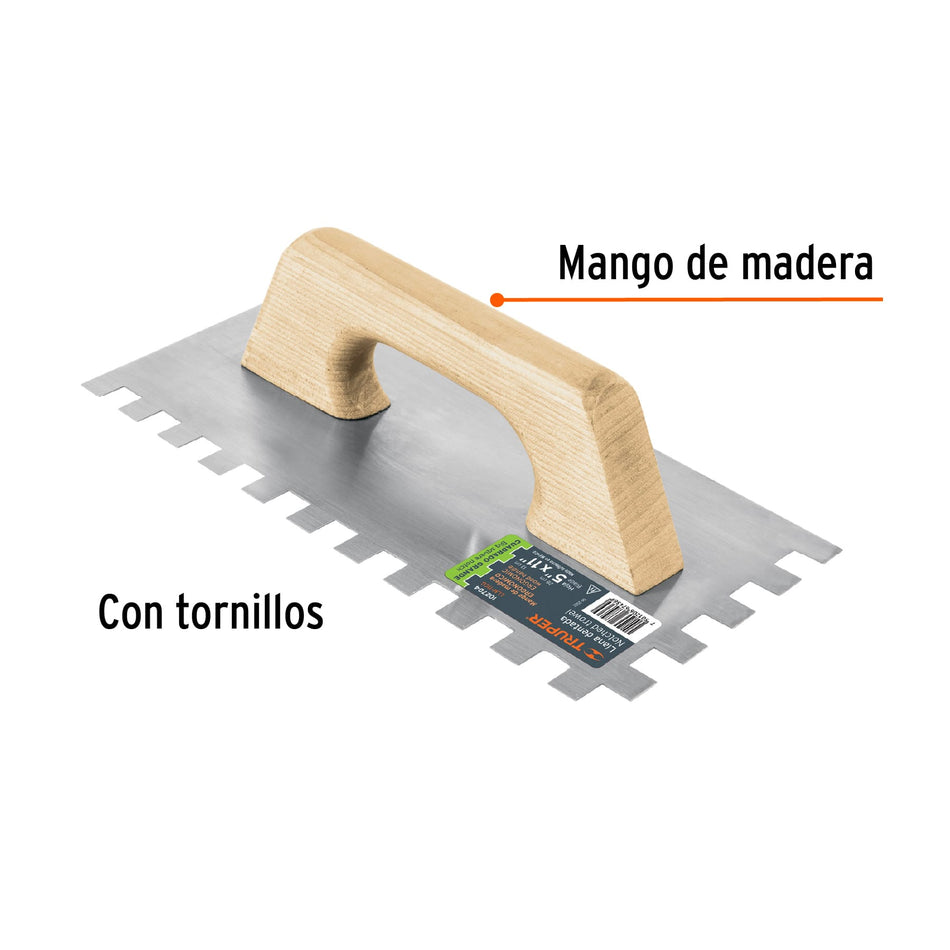 Llana dentado cuadrado grande, con tornillos, Talocha, Albañil, Mantenimiento.