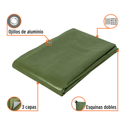 Lona Uso Rudo 4x6m Verde Olivo TRUPER EXPERT - Protección Impermeable UV Resistente para Trabajo Extremo