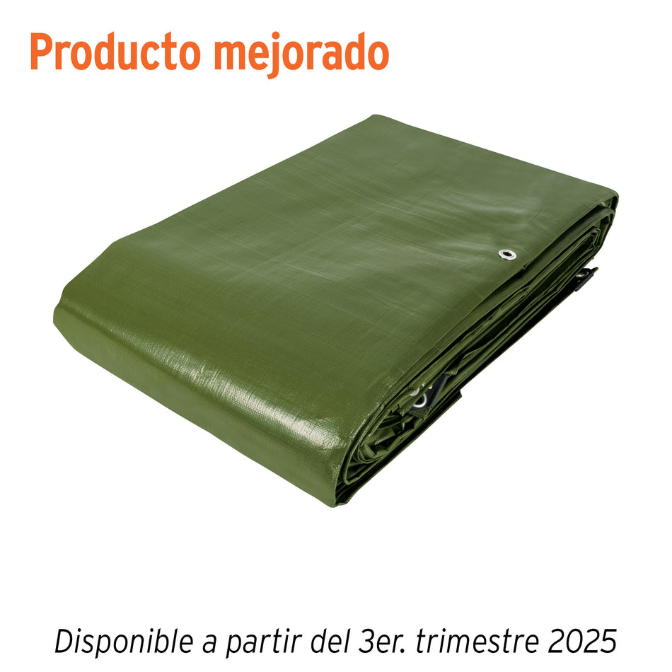 Lona Uso Rudo TRUPER EXPERT 6x12m Verde Olivo 240g/m² - Protección Impermeable UV para Construcción y Climas Extremos