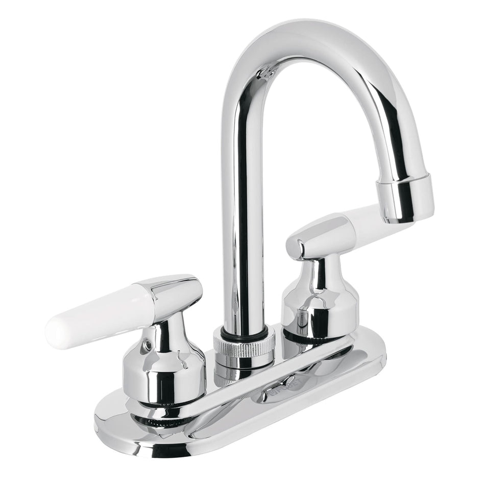 Mezcladora 4" para lavabo, cuello bar, manerales cono, Llave