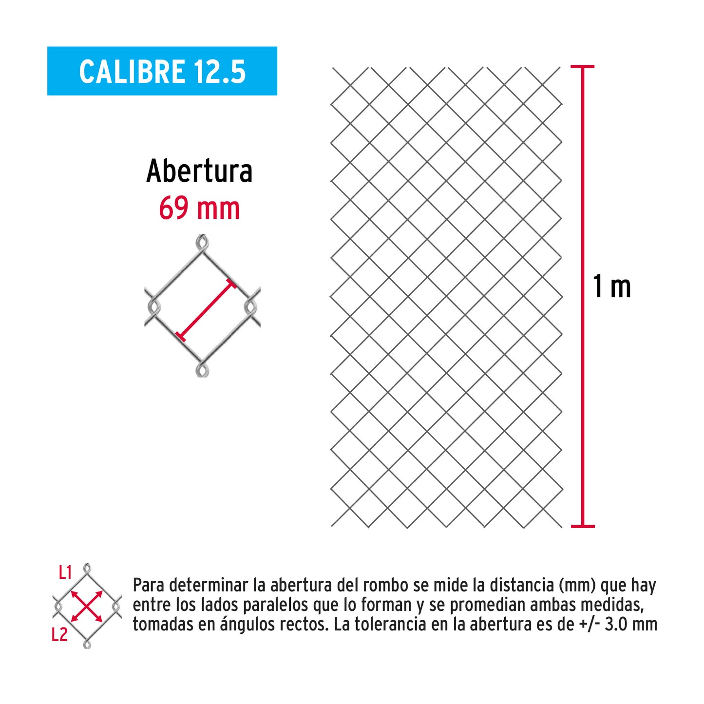 Malla Ciclónica Galvanizada Cal.12.5 - Rollo 1x20m para Cercado Industrial, Residencial y Delimitación de Perímetros