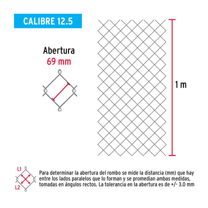 Malla Ciclónica Galvanizada Cal.12.5 - Rollo 1x20m para Cercado Industrial, Residencial y Delimitación de Perímetros