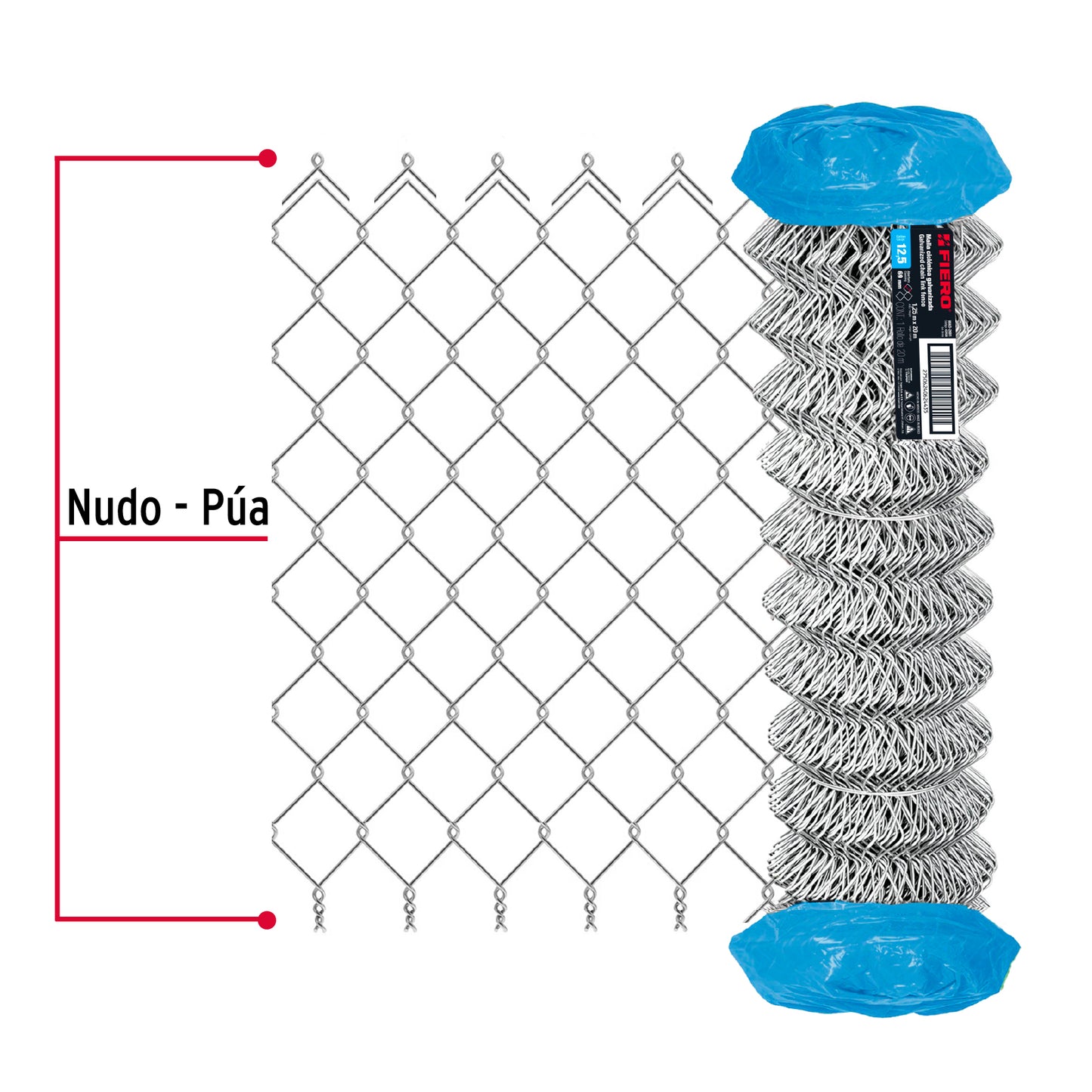 Malla Ciclónica Galvanizada Cal.12.5 - Rollo 1.25x20m para Cercado Industrial, Residencial y Delimitación de Perímetros
