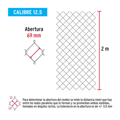 Malla Ciclónica Galvanizada Cal.12.5 - Rollo 2x20m para Cercado Industrial, Residencial y Delimitación de Perímetros