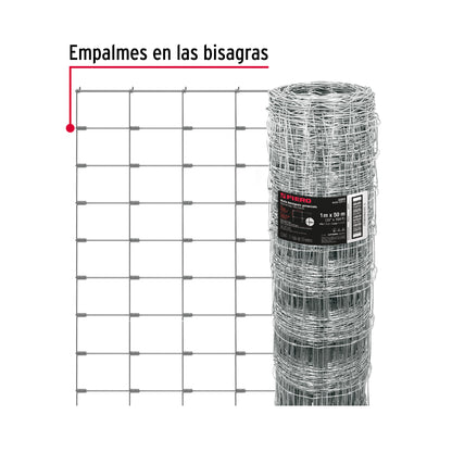 Rollo malla borreguera, 1m x 50m acero galvanizado, 23kg