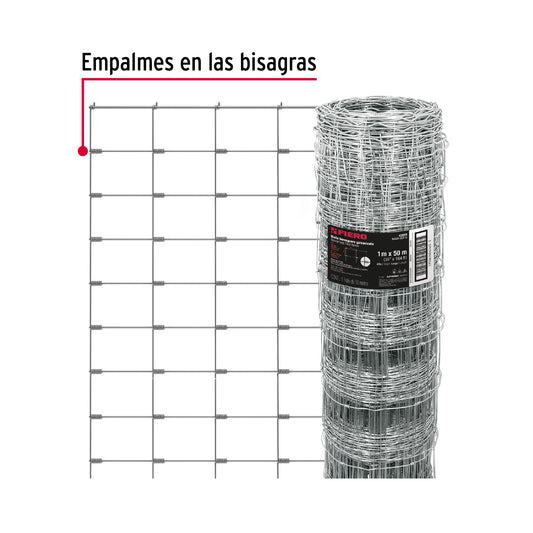 Rollo malla borreguera, 1m x 50m acero galvanizado, 23kg