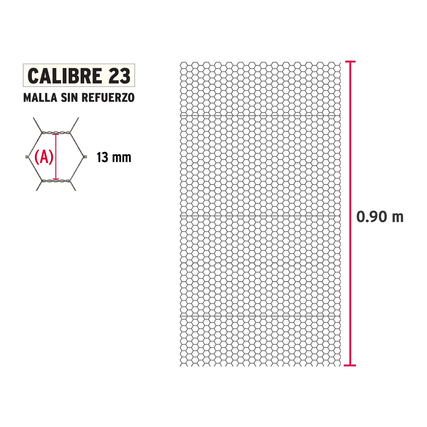 Tela de Pollo Galvanizada Cal.23 - Rollo 0.90x45m para Cercado y Protección de Perímetros