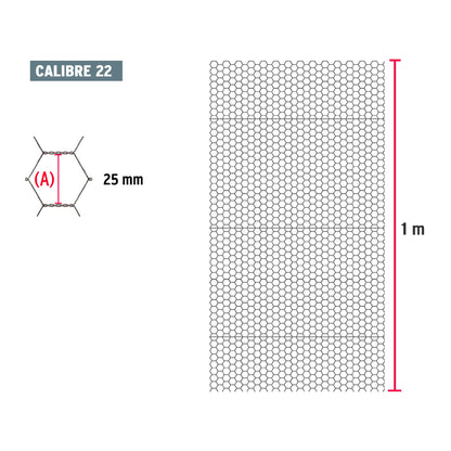 Tela de Pollo Galvanizada Cal.22 - Rollo 1x45m para Cercado, Delimitación y Protección de Áreas