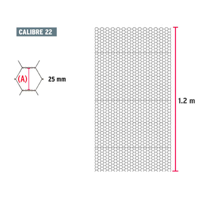 Tela de Pollo Galvanizada Cal.22 - Rollo 1.2x45m para Cercado, Corrales y Delimitación de Áreas