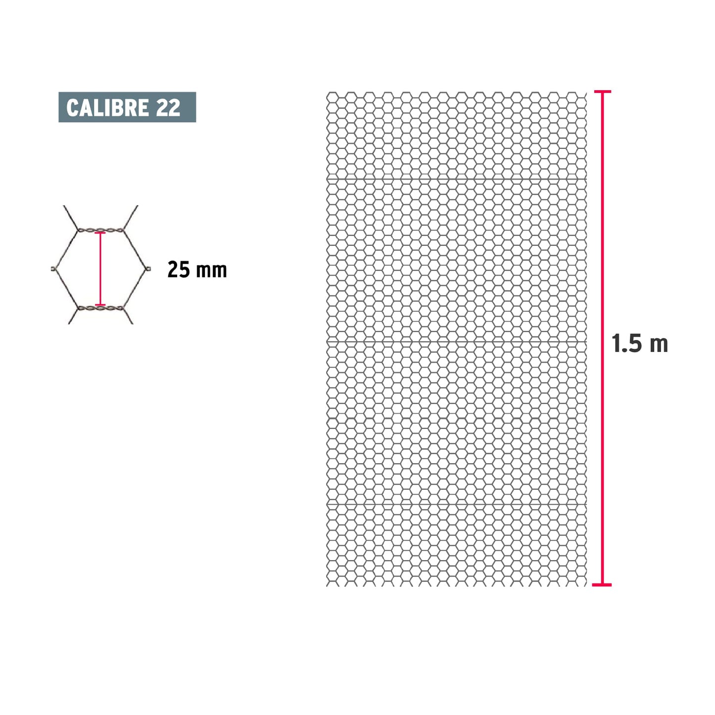 Tela de Pollo Galvanizada Cal.22 - Rollo 1.5x45m para Cercado, Corrales y Protección de Áreas Grandes