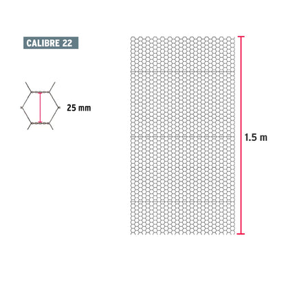 Tela de Pollo Galvanizada Cal.22 - Rollo 1.5x45m para Cercado, Corrales y Protección de Áreas Grandes