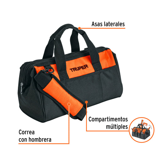 Maleta Portaherramientas Profesional 14 Pulgadas TRUPER MALE-14 - Organiza y Transporta Herramientas con Múltiples Compartimentos