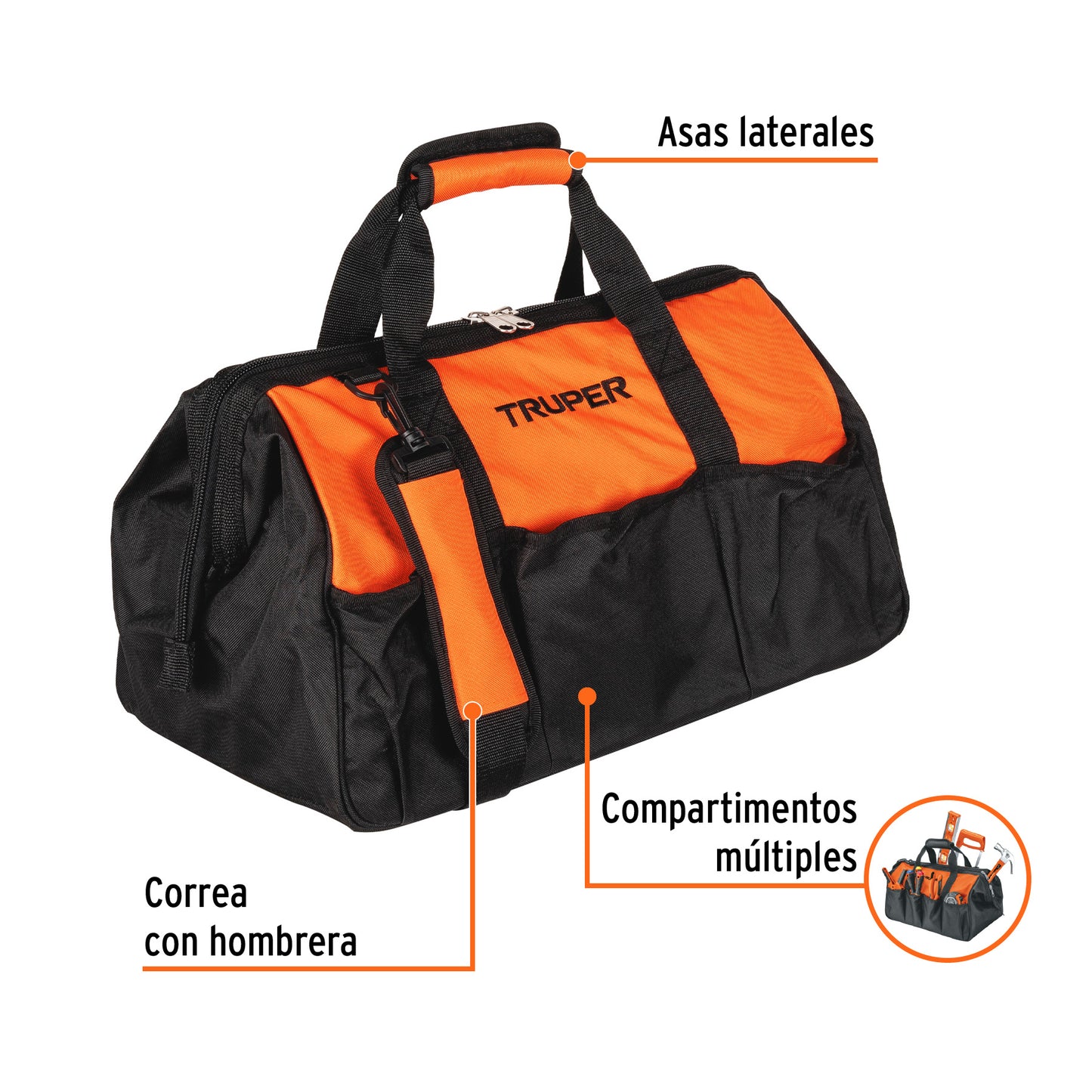 Maleta Portaherramientas Profesional 18" Truper MALE-18 - Organiza y Transporta Herramientas con Seguridad