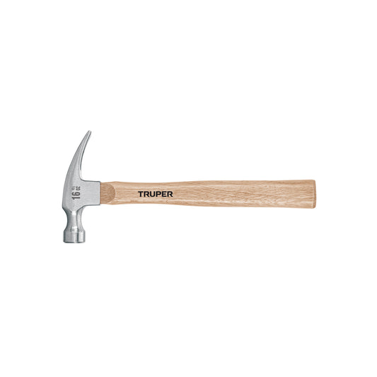 Martillo Pulido TRUPER 16 oz Uña Recta Mango Madera - Herramienta Profesional para Construcción y Carpintería