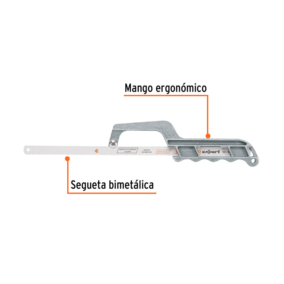 Mini Arco de Segueta 12 Pulgadas Aluminio Truper MAT-12 - Ergonómico Ligero para Cortes Precisos en Espacios Reducidos