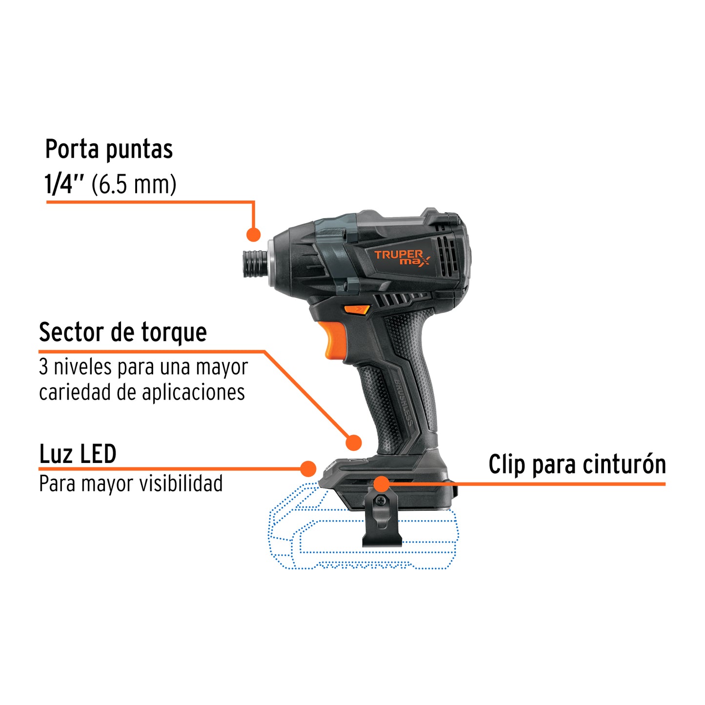 Destornillador de Impacto Inalámbrico 20V MAX-20DS Brushless - Solución Profesional para Pijas Extralargas en Metal