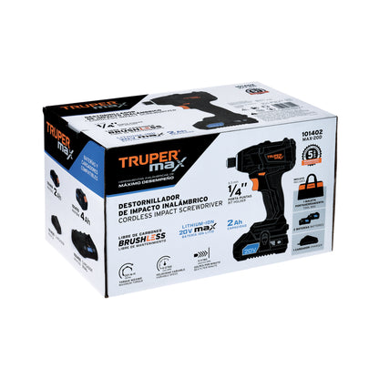 Destornillador de Impacto Inalámbrico 20V MAX-20D Brushless - Solución Profesional para Trabajos Pesados en Metal con 2 Baterías 2Ah y 3 Velocidades