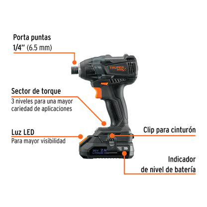 Destornillador de Impacto Inalámbrico 20V MAX-20D Brushless - Solución Profesional para Trabajos Pesados en Metal con 2 Baterías 2Ah y 3 Velocidades