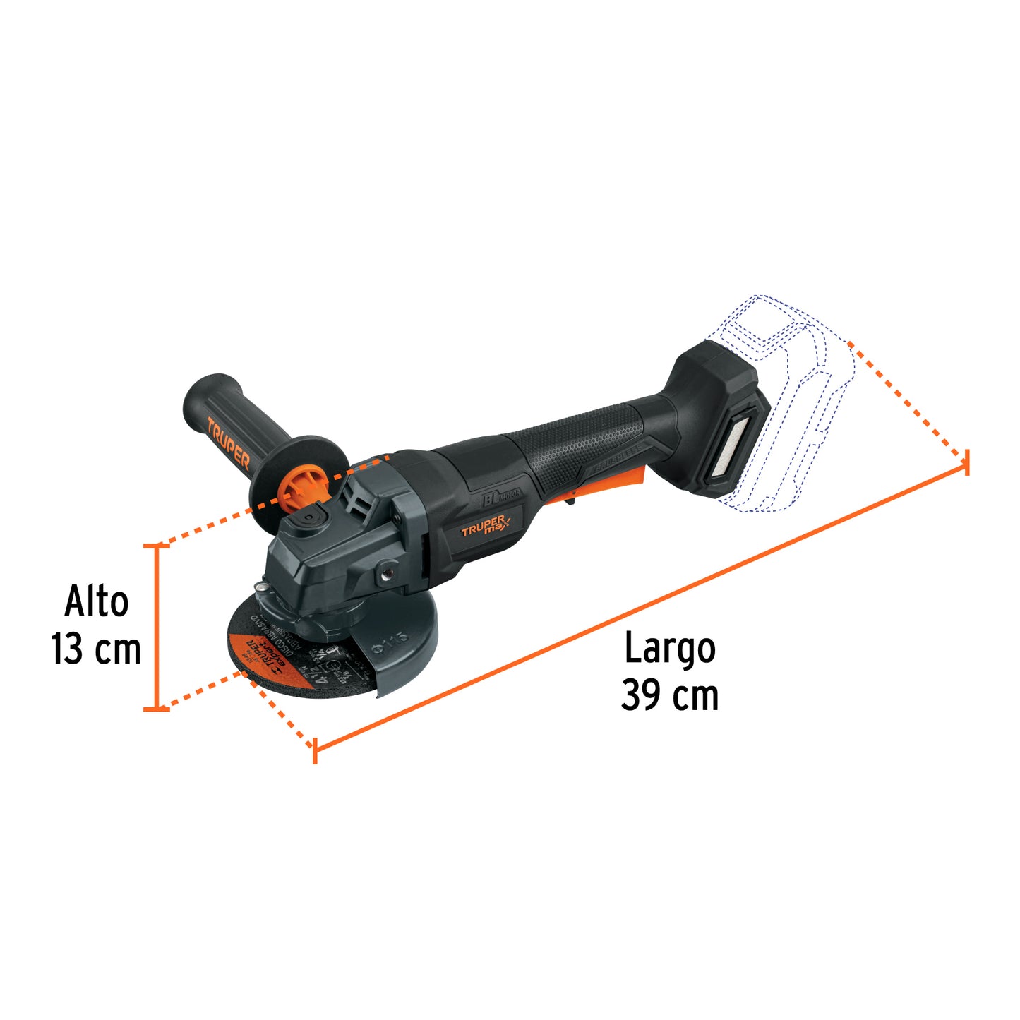 Esmeriladora Inalámbrica 4.5 Pulgadas 20V Brushless MAX-20EPS - Motor Sin Carbones para Corte Profesional de Acero, Ladrillo y Piedra - Mango Ajustable y Sistema Anti-Contragolpe