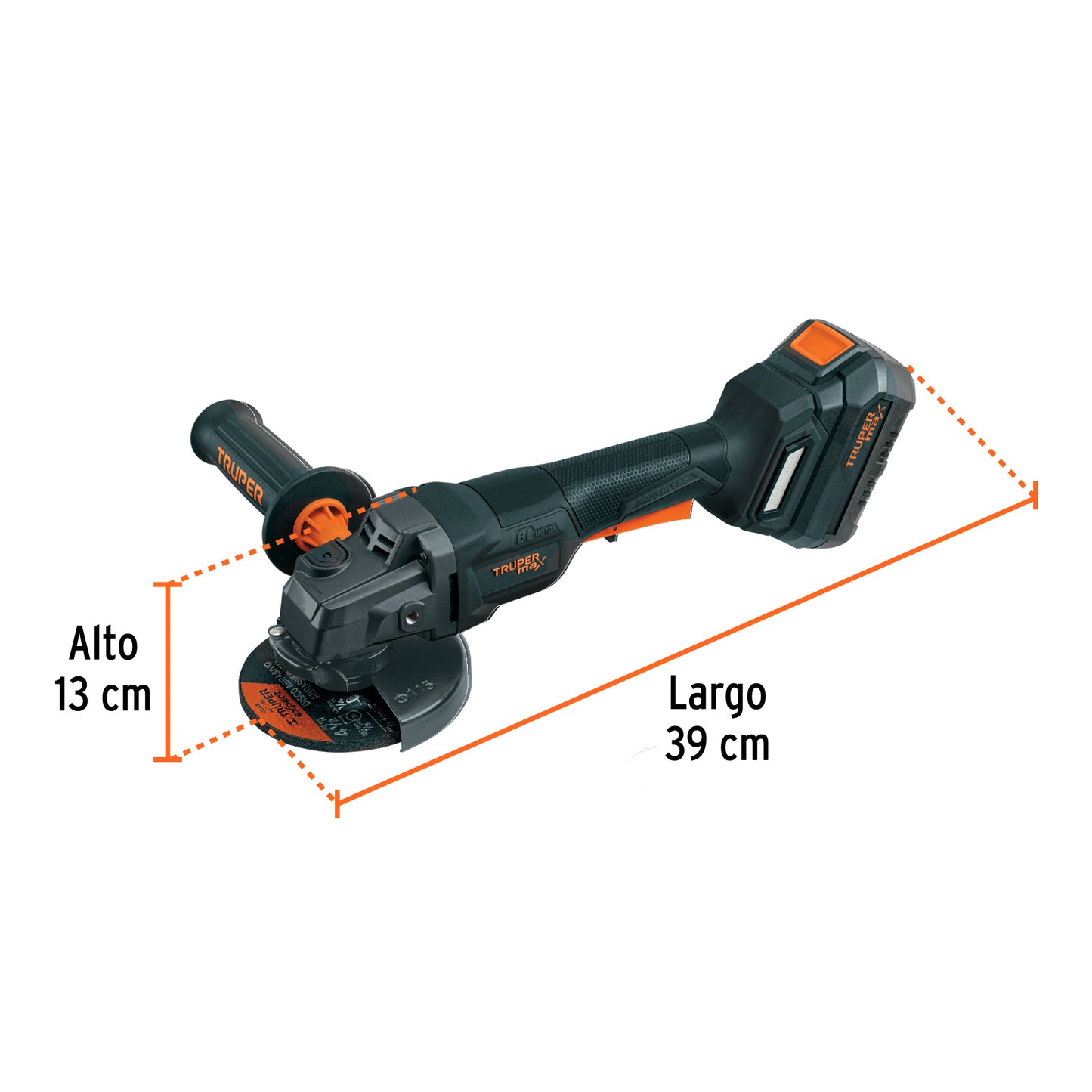 Esmeriladora Inalámbrica 4.5 Pulgadas 20V Brushless MAX-20EP - Motor Sin Carbones para Corte y Esmerilado Profesional de Acero, Ladrillo y Piedra - Incluye Batería 4Ah y Sistema Anti-Contragolpe