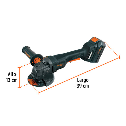 Esmeriladora Inalámbrica 4.5 Pulgadas 20V Brushless MAX-20EP - Motor Sin Carbones para Corte y Esmerilado Profesional de Acero, Ladrillo y Piedra - Incluye Batería 4Ah y Sistema Anti-Contragolpe