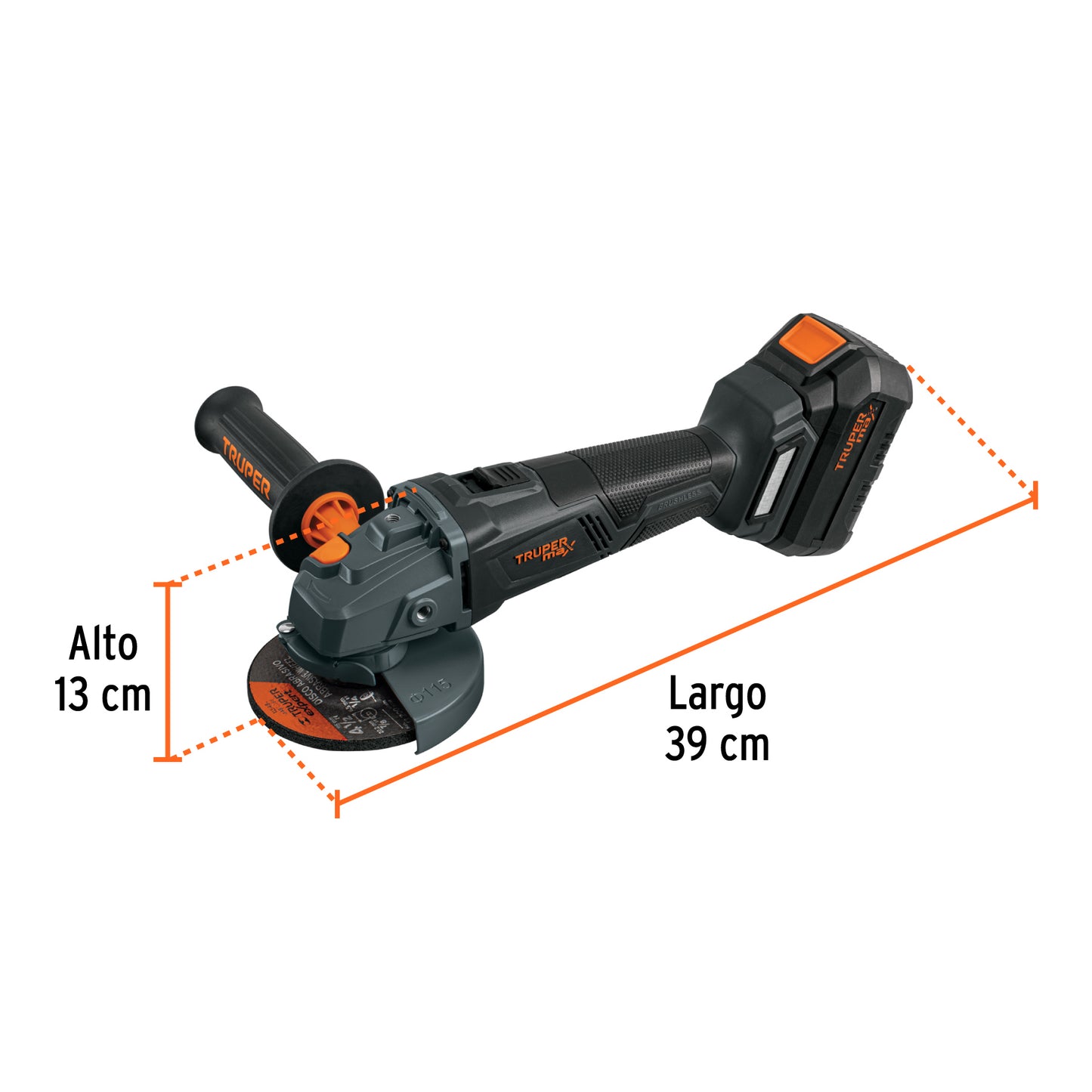 Esmeriladora Inalámbrica 4.5 Pulgadas 20V MAX-20E Brushless - Corta y Esmerilar Acero, Ladrillo, Azulejo - Motor Sin Carbones, Batería 4Ah Incluida - Herramienta Profesional