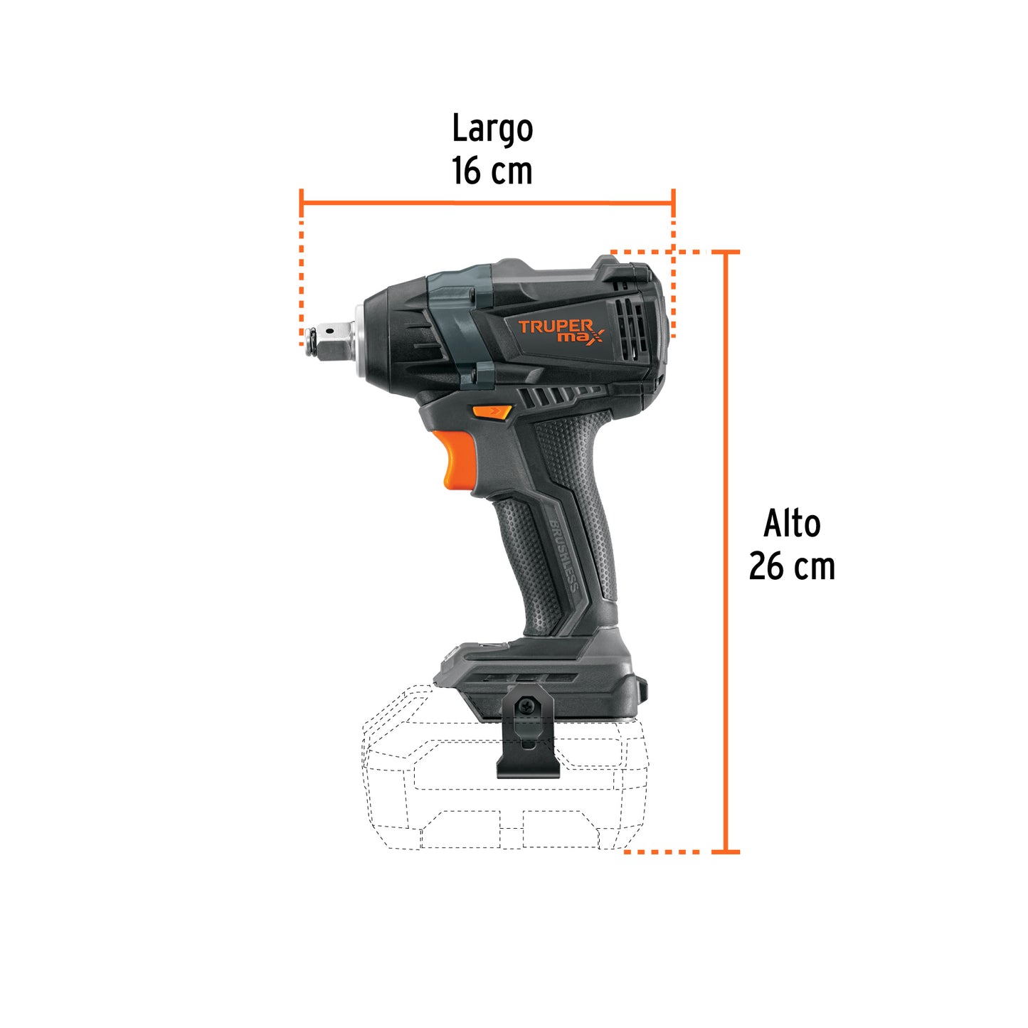 Llave de Impacto Inalámbrica 1/2" 20V 155 lb/ft MAX-20LS Brushless - Solución Profesional para Tornillos y Tuercas de Alta Resistencia
