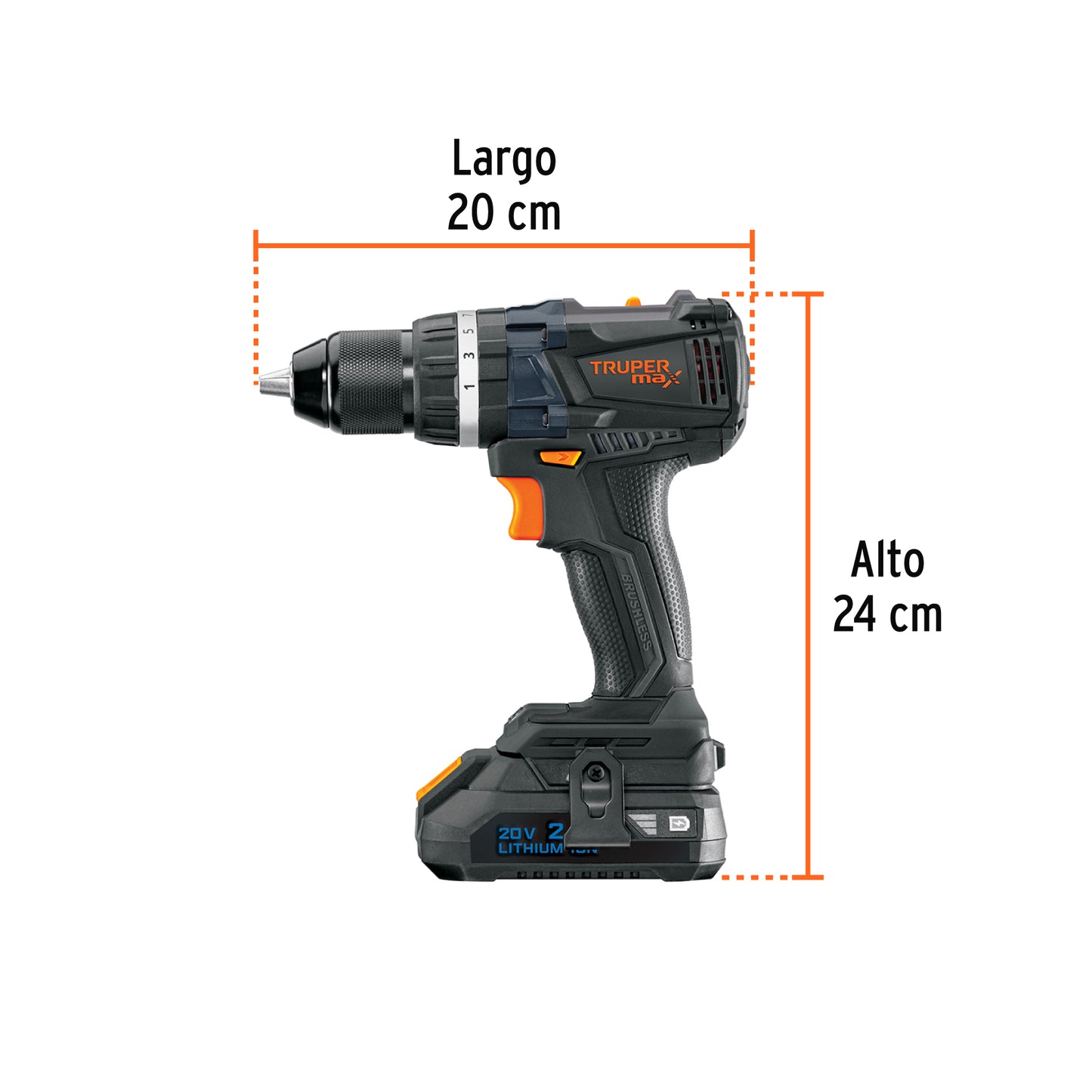 Rotomartillo Inalámbrico 20V MAX-20R Brushless - Solución Profesional para Perforación en Concreto y Mampostería - 2 Baterías 2Ah + LED - Truper