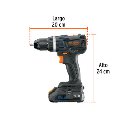 Rotomartillo Inalámbrico 20V MAX-20R Brushless - Solución Profesional para Perforación en Concreto y Mampostería - 2 Baterías 2Ah + LED - Truper