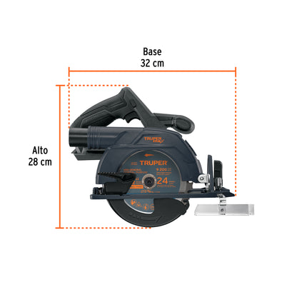 Sierra Circular 6-1/2" 20V Brushless TRUPER MAX-20SCS - Cortes Precisos Sin Mantenimiento para Carpintería Profesional