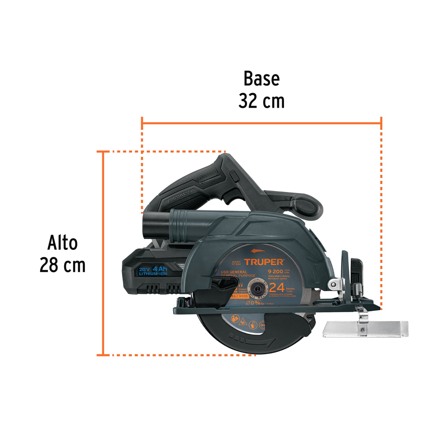 Sierra Circular Inalámbrica 6-1/2" 20V MAX-20SC Motor Brushless - Cortes Precisos Sin Cables Para Carpintería y Construcción