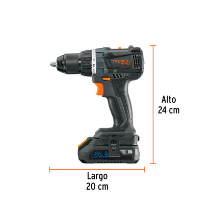 Taladro Inalámbrico Profesional 20V MAX-20T Brushless - 2 Baterías 2Ah - Solución Completa para Perforación Eficiente - TRUPER®
