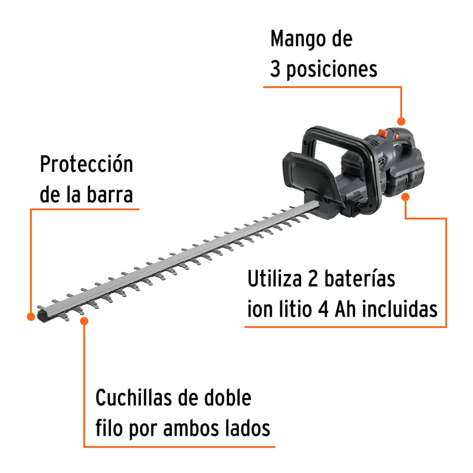 Cortasetos inalámbrico 1/2", 40 V, Truper MAX, Jardineria,